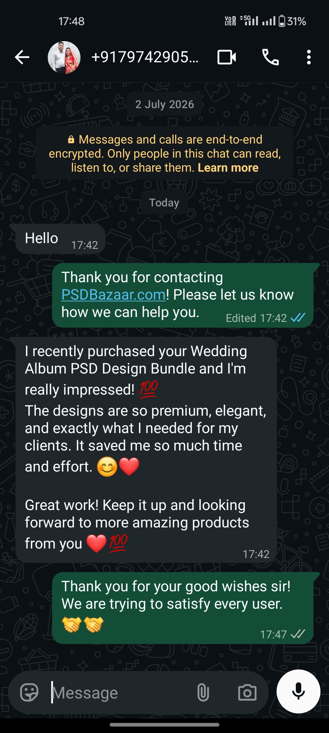 WhatsApp Customer Review Chat 1