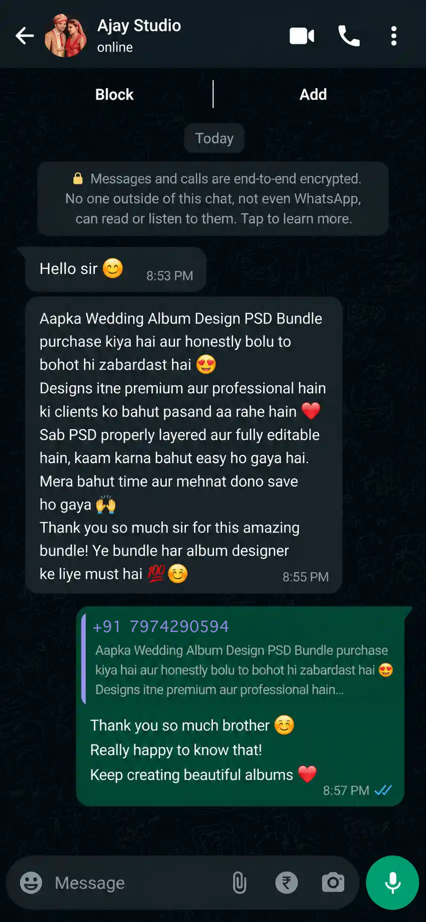 WhatsApp Customer Review Chat 1