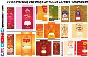 Multicolor Wedding Card Design CDR File